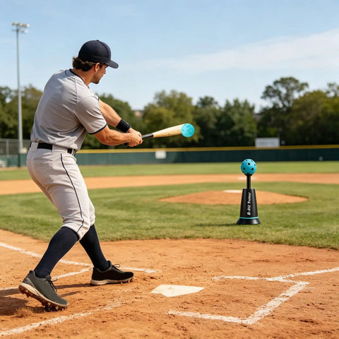 Baseball Batting Training Machine With Metal Frame And Auto Throw For All Skill Levels Youth And Adults Realistic Pitching Spheres And Comprehensive Solo Practice Gear on field