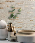 20 Sheets Faux Stone Peel and Stick Backsplash Tiles in Beige Marble Look PVC for Kitchen walls with decorative items