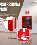 Fire Extinguisher Projecting Sign With Arrow, 6-Inch White On Red Polished Acrylic Sign For Hallways Corridors And Lobby installed in hallway.