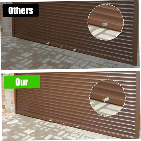 Comparison image showing Top Shelf Eight Piece Shutter Stop Kit Features 41mm Durable Plastic Stops mounted on shutters.