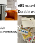 Ultra Slim Two Tier Rolling Utility Cart Smooth Glide Swivel Wheels Compact Abs Shelving Unit with drawers and multi-color design.