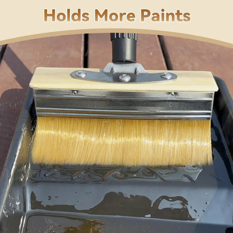 Long Reach Deck Stain Brush Kit With 60 Inch Extension Pole 7-inch applicator in paint tray
