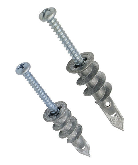 Large and small zinc anchors with screws from Self Drilling Drywall Anchors Kit With Screws 100 Piece Set All In One Two Size Pack