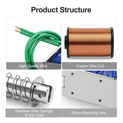 24V DC Linear Actuator Solenoid With 10mm Stroke And 5N Force Open Frame Electromagnet For DIY Projects Reliable And Compact Motion Control For Robotics And Automation Easy Mount And High Performance, copper coil, wire, spring and mounting hole