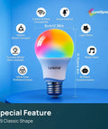 Matter Smart Light Bulbs Dual Band WiFi 6 2.4GHz And 5GHz, Lightning Fast Response, Compatible With Alexa Apple HomeKit Google Home And More, Easy Setup For Smarter Rooms And Cozy Ambience. A19 LED bulb, 6cm, color-changing