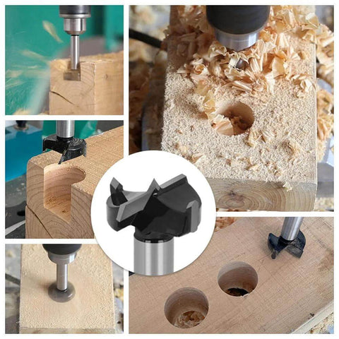 Drill bit set, 5pcs (15–35mm) for woodworking; self-centering hinge hole bore bits, Amazon brand
