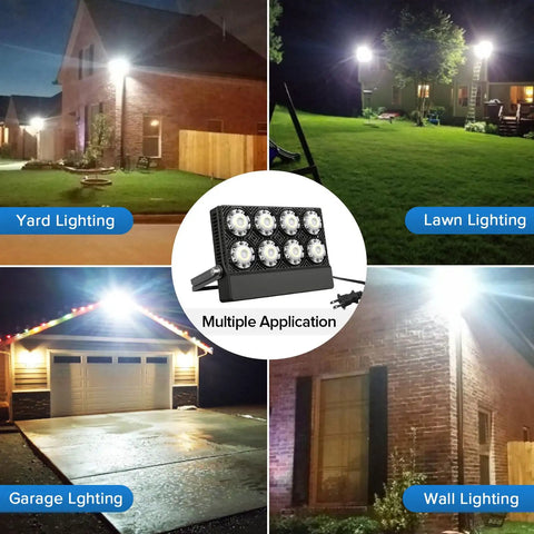 Rugged Outdoor LED Flood Light 350W Equivalent for yard, lawn, garage, wall lighting, 5000 Lumen 5700K IP66 waterproof lamp