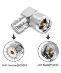 UHF Male PL259 To SO239 UHF Female Coax Adapters Right-Angle L-Shaped Low-Loss Antenna Connector 2 Pack For Coaxial Cable RF CB Ham Radio.