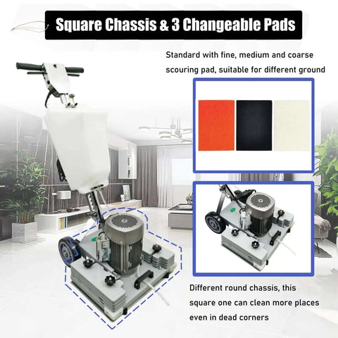 Pro Grade Floor Grinding Machine With Square Chassis And 3 Scrubbing Pads AC110V Heavy Duty Floor Scrubber for Commercial Use