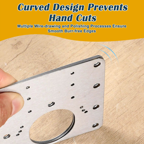 Close-up of 50 Piece Cabinet Hinge Repair Plate Kit With Stainless Steel Mounting Plates And 300 Screws showing design details.