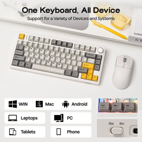 Top Shelf 75 Percent Wireless Mechanical Keyboard With Metal Volume Knob And Massive 8000 Mah Battery Triple Mode Sync To Keep You Locked In During Savage Gaming Sessions, featuring support for multiple devices
