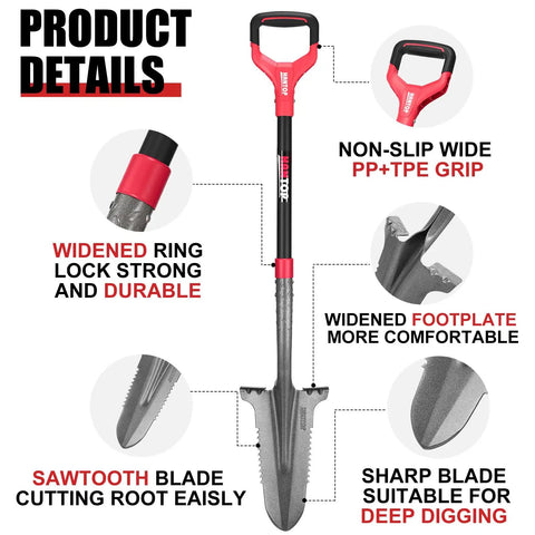 Drain Spade Root Saw Shovel With Fiberglass Handle For Digging Trenching And Transplanting 45.3 Inches with product details.