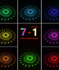 Different color modes of Outdoor Solar Lights For Garden And Pathway Set Of 6, Auto RGB Color Changing And Warm White Glass Landscape