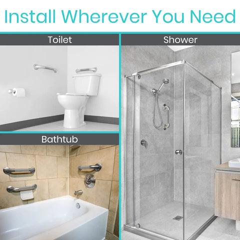 Grab Bar For Showers You Can Trust, Antislip Handrail For Seniors, Heavy Duty Shower Handles in toilet, shower, and bathtub setups