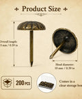 Top Shelf Antique Brass Upholstery Tacks Two Hundred Piece Set with 15 mm length and 10 mm diameter for furniture upgrades.
