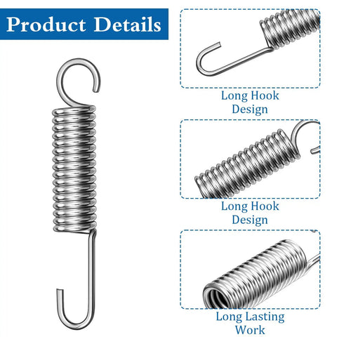 Heavy Duty Replacement Recliner Tension Springs For Couch Sofa Repair Parts showing long hook design and steel material.