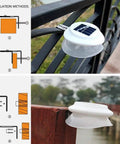 6 Pack Upgraded Solar Gutter Lights Outdoor With 9 LED, IP55 Waterproof, installation guides on fence and brick wall