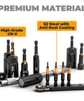 Beefy 86 Piece Magnetic Nut Driver Set And Impact Driver Bits showing high-grade Cr-V and S2 Steel with anti-rust coating