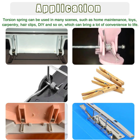 Ruibapa 50-piece torsion springs assortment kit in 304 stainless steel, 15 sizes for home repairs and DIY.