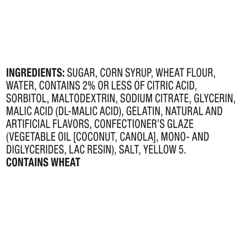 Ingredients list for Lemon Candy Ropes Soft And Chewy With Tart Citrusy Lemon Flavor Bright Yellow Treat Packed With Dope Zest