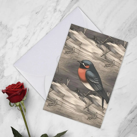 Blank 4x6 Greetings Card With Envelopes Featuring Graphite Barn Swallow Artwork Thank You Notes For All Occasions On White 15pt Card Stock With Subtle Glitter Accents Great For Christmas Holidays Birthdays Graduations Anniversaries