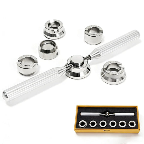 All In One Watch Case Opener Tool Kit With Six Grooved Chuck Sizes 18.50Mm 20.20Mm 22.50Mm 26.50Mm For Easy Caseback Removal And Watch Repair