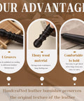 Premium Ebony Wood Leather Edge Burnisher And Manual Polishing Tool For Slick Finishes With Comfortable Grip No Sweat For Crafters with four grooves.