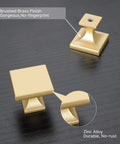 Gold Cabinet Knobs 30 Pack Brushed Brass Square Zinc Alloy Dresser Drawer Hardware For Kitchen Cabinets And Furniture Dope Satin Finish Easy Install Durable Luxury Hardware Set showing close-up of brushed brass square knob