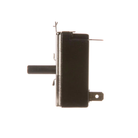 Side view of Rotary Start Switch WE4X881 for Dryer Replacement, OEM Quality, Easy Install, showing prongs and knob.