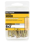 Heavy Duty Construction Wood Screws Bugle Head Phillips Drive 8 Gauge X 3 Inch 50 Pack in packaging for indoor use.