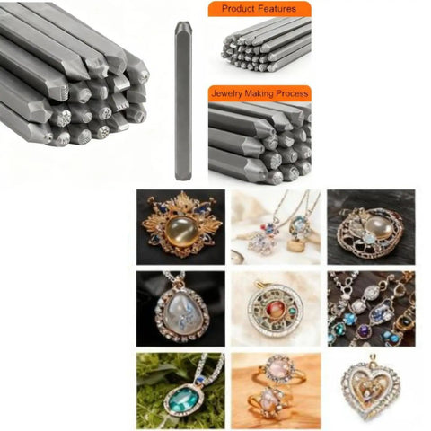 Pro Grade Jewelry Anvil Chisel Set For Texture And Carving Punch Stamp Tool Kit with examples of handcrafted jewelry designs