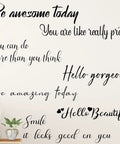Set Of 7 Inspirational Quote Mirror Decals For Wall Art Featuring Be Amazing Today Be Awesome Today Hello Gorgeous Hello Beautiful