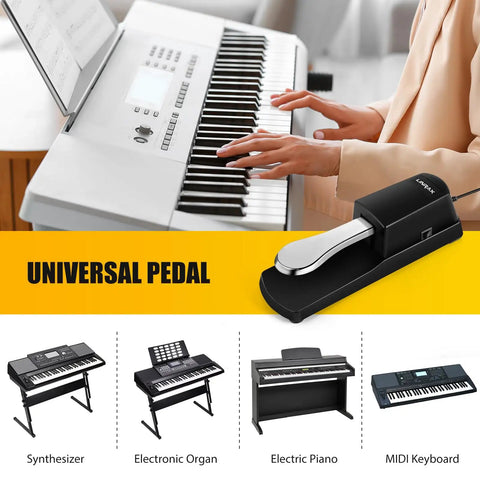 Universal Sustain Pedal For Keyboard Digital Piano And MIDI Keyboard With Polarity Switch And A Long 63 Inch Cable