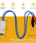 24 VAC Circuit Short Finder Tester With Bright LED Indicator For Real Time Status, Fast Fault Locating, Automatic Reset, Compact Pro Tool For Electrical Troubleshooting In 24 Volt Systems, blue leads, alligator clips