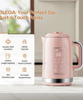 1.5L Stainless Steel Smart Electric Kettle With Temperature Control, Six Precise Presets, 1200W Fast Boil, Pink Finish
