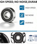 Heavy Duty Universal Luggage Replacement Wheels 64x24mm Dead Silent PU Caster With ABEC Nine Bearings And 6mm Axle showing ABEC-9 bearing close-up.
