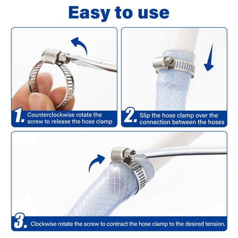 Step-by-step guide using 60 Pcs Stainless Steel Hose Clamps Set, Adjustable 1/4 To 1-1/2 Inch Worm Gear Clamps.
