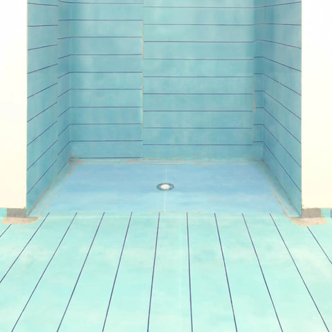 Heavy Duty Waterproof Membrane Roll Killer Moisture Barrier For Showers Bathrooms And Kitchens No Sweat Easy Installation Setup covers shower walls and floors.
