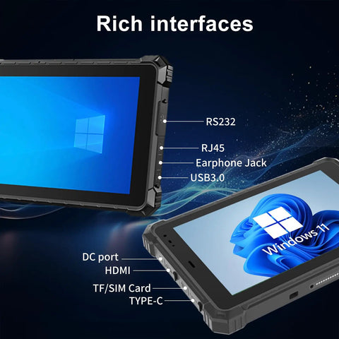 Built Like A Tank Ip68 Waterproof Rugged Tablet showcasing rich interfaces, 10.1-inch display, and durable design.