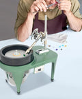 Person using Gem Faceting Machine and Jade Polisher With 180W Copper Wire Motor 6 Inch Disc and Manipulator High Speed 2800 RPM
