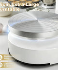 Commercial Cake Icing Machine With Smart LCD Panel showing 36cm aluminum alloy turntable.
