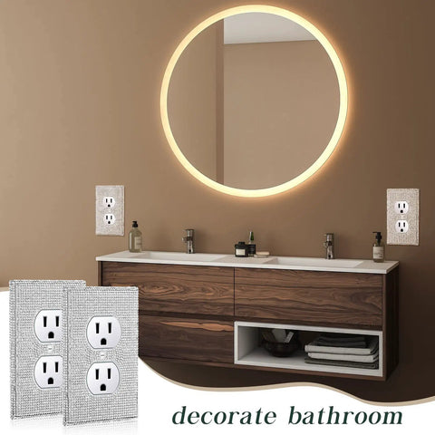 10 Pack Silver Rhinestone Wall Plate Outlet Covers Bling Decor For Home Rooms Glittery Socket Covers With Screws