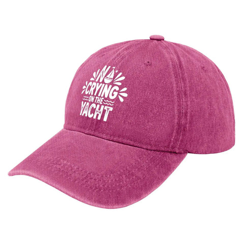 No Crying On The Yacht Funny Golf Hat For Men And Women Distressed Washed Baseball Cap Cool Cap For Her Casual All Season Wear Great Gift