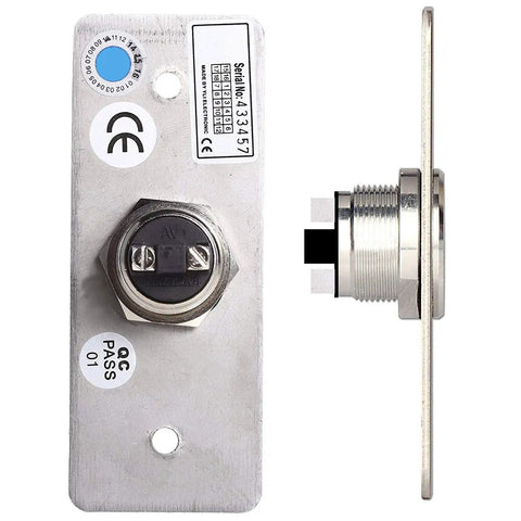 2.4GHz WiFi Access Control Remote Switch Kit with 600Lb Magnetic Lock for Outswing Door, side view of the metal switch panel