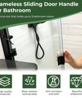 Frameless sliding shower door handle for bathroom, holding 3 doors, black finish, high-quality material, used with the Smooth Glide RV Tri Slide Shower Door Handle Kit And Frameless Glass Replacement Hardware No Sweat Swap Locks Tight With Precision Set Screws Universal Fit For Home And Camper.