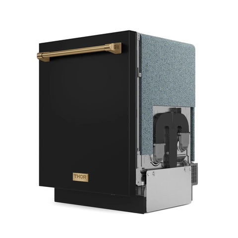Heavy Duty 24 Inch Dishwasher Sharp Black Bronze Finish displayed from the side, showcasing front door and handle.