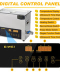 Digital control panel of 6L Dual Frequency Ultrasonic Cleaner With Heater And Timer, buttons labeled for various functions.