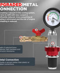 No Sweat Universal Coolant Vacuum Refill Kit For Cars With Super Long Hose Precise Pressure Gauge showing upgraded metal connections.