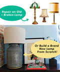 Beginner Friendly DIY Lamp Wiring Kit With Antique Brass Socket And 12 Foot Brown Cord Complete Hardware For Making And Fixing Table Or Floor Lamps Repair And Rewire Vintage Lighting Fixtures