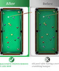 Comparison of pool tables before and after using 8 Foot Pool Table Bumpers Set Of 6 With Cushion Facings For Billiard Rails, showing improved rebound.